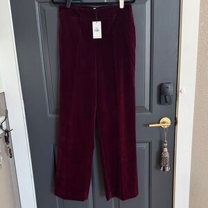 Women's Wide-Leg Velvet Pants in Deep Burgundy